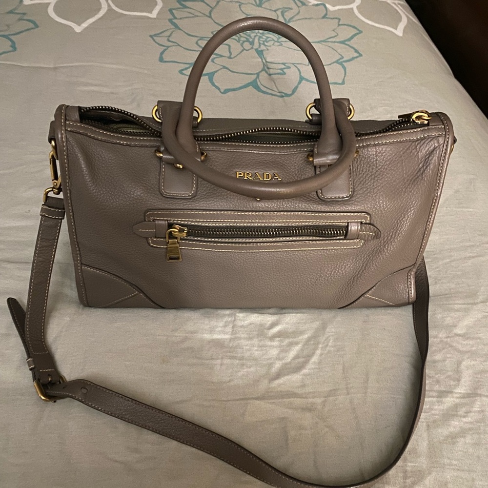 Prada Gray Leather Women's Bag